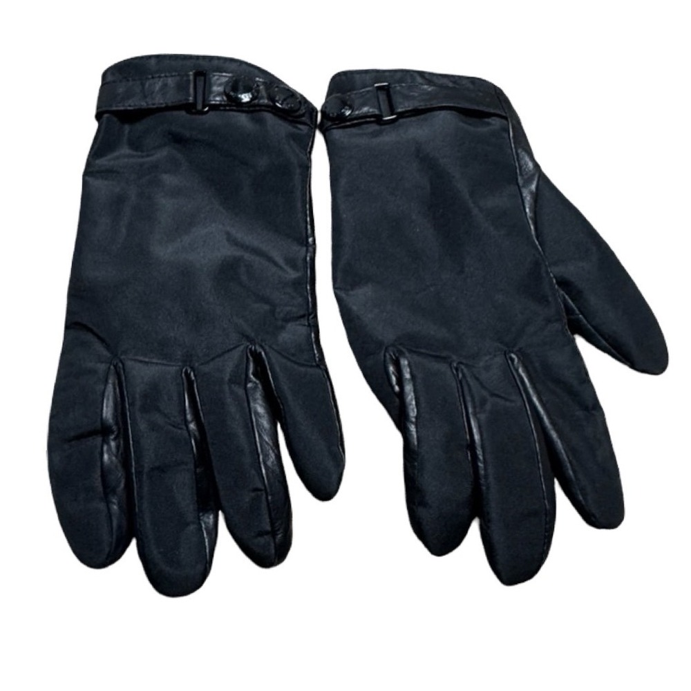 Banana Republic Men's XL Black Nylon &  Leather Thinsulate Winter Gloves